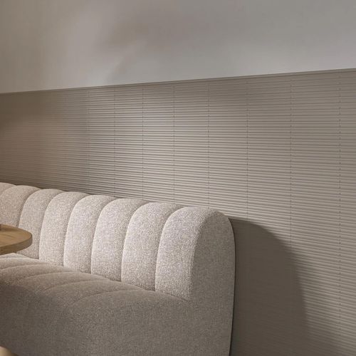 What Is Ribbed Tile Pulse Ribbed Beige Ceramic Brick Tile | GoTiles | Textured Tiles
